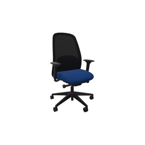 4099883005642 - Bürostuhl HEJis3 Synchronmechanik Armlehnen FlexGrid-Lordosenstütze Netzrücken Flachsitz mittelblau schwarz