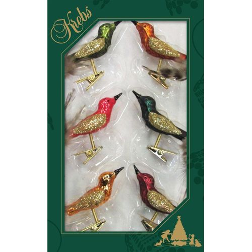 0024762751086 - Weihnachtsbaumklammer KREBS GLAS LAUSCHA Minivögel Weihnachtsdeko Christbaumschmuck bunt B2cm H4cm T8cm Glas Weihnachtsbaumschmuck Weihnachtsbaumschmuck Weihnachtsanhänger Weihnachtsbaumklammer Weihnachtsbaumschleife Weihnachtsbaumspitze mundgeblasen