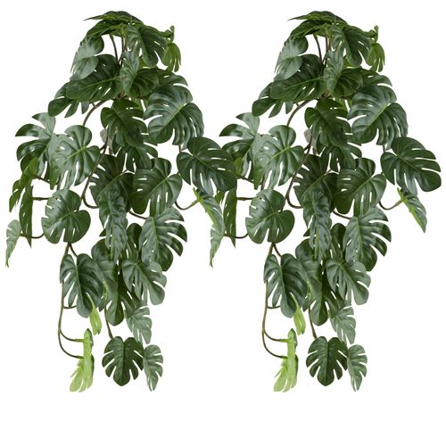 4064118242543 - Kunstranke CREATIV GREEN Hängepflanze Splitphilodendron grün H48cm Kunststoff Kunstpflanzen mit naturgetreuem Blattwerk