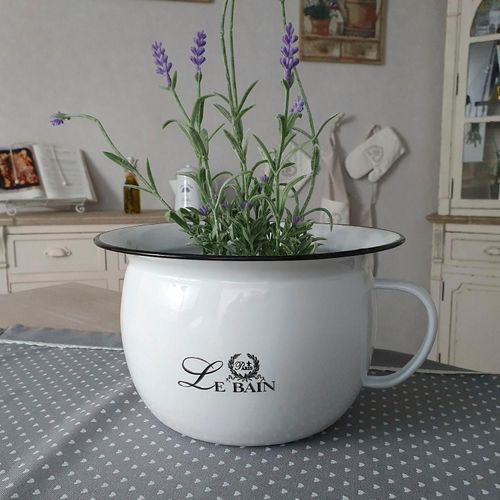 4050223512190 - Übertopf Nachttopf Töpfchen aus Emaille weiß (antikweiß) B25cm H14cm T22cm emailliertes Stahlblech Pflanzgefäße 4050223512190 - Übertopf Nachttopf Töpfchen aus Emaille weiß (antikweiß) B25cm H14cm T22cm emailliertes Stahlblech Pflanzgefäße