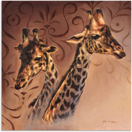 4057738395942 - Wandbild ARTLAND Giraffen Porträt Bilder Gr B H 100 cm x 100 cm Alu-Dibond-Druck Wildtiere 1 St braun Bild Metallbild Metallbilder Bilder als Alubild Leinwandbild Wandaufkleber oder Poster in versch Größen