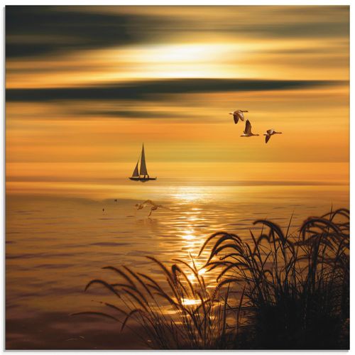 4057738054313 - Glasbild ARTLAND Goldene See Impressionen Bilder Gr B H 50 cm x 50 cm Glasbild Gewässer quadratisch 1 St goldfarben Bild Glasbild Glasbilder Bilder in verschiedenen Größen