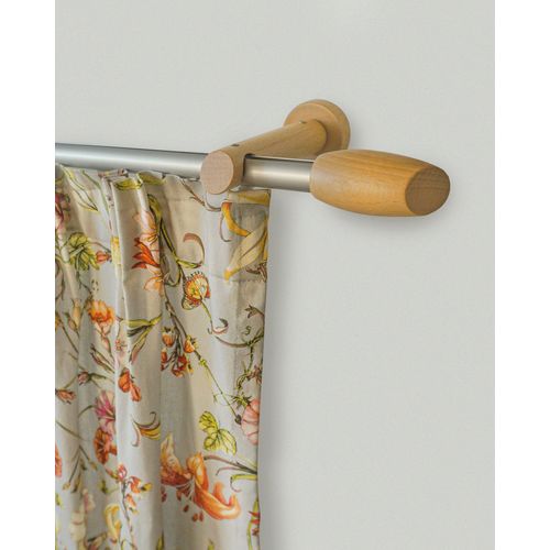 9002777094511 - Gardinenstange GARESA Sera Gardinenstangen Gr L 120 cm 1 läufig beige (buchefarben chromfarben) Gardinenstangen Fixlänge 120 160 200 cm mit Gleiter