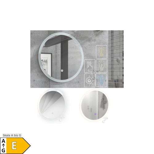 4066731227150 - Badspiegel Rundspiegel LED-Spiegel Weiß 60 cm Badezimmer Spiegel Wandspiegel Badmöbel Hängespiegel Spiegelbeleuchtung Touch-Switch dimmbar rahmenlos 4066731227150 - Badspiegel Rundspiegel LED-Spiegel Weiß 60 cm Badezimmer Spiegel Wandspiegel Badmöbel Hängespiegel Spiegelbeleuchtung Touch-Switch dimmbar rahmenlos