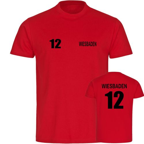 4068859593490 - multifanshop Herren T-Shirt - Wiesbaden - Trikot Nummer 12 - Druck schwarz - Männer