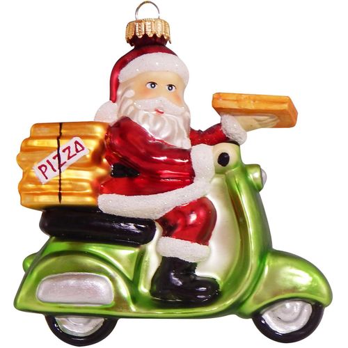 0024762900644 - Christbaumschmuck KREBS GLAS LAUSCHA Pizza-Weihnachtsmann auf Vespa Weihnachtsdeko Christbaumschmuck Weihnachtsbaumschmuck bunt Weihnachtsanhänger Weihnachtsbaumschmuck Weihnachtsdekoration mundgeblasen
