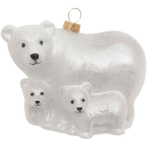 0024762243529 - Christbaumschmuck KREBS GLAS LAUSCHA Eisbärenfamilie Weiß 9cm weiß B75cm H10cm T115cm Glas Weihnachtsbaumschmuck Christbaumschmuck aus Glas mundgeblasen handgefertigt Tierfigur