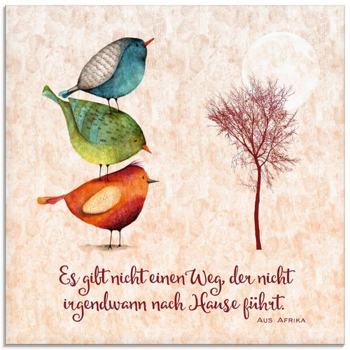 4057738113812 - Glasbild ARTLAND Lebensweisheit Zu Hause Bilder Gr B H 50 cm x 50 cm Glasbild Tiere quadratisch 1 St beige (naturfarben) Bild Glasbild Glasbilder Bilder in verschiedenen Größen