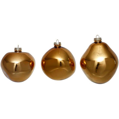 4255572244017 - Weihnachtsbaumkugel Birdelle glänzend Weihnachtsdeko Christbaumschmuck Christbaumkugeln gold (goldfarben) Ø10cm Glas Weihnachtsbaumkugeln Weihnachtsbaumkugeln Baumkugeln in organischer Form Ø 10 cm organische Kugeln aus Glas