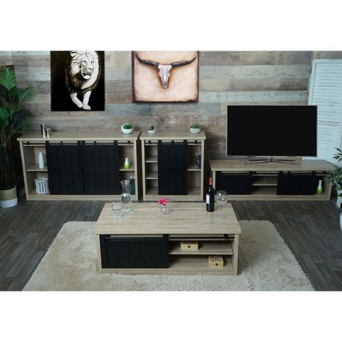 4057651817996 - Wohnzimmerset aus TV-Rack Sideboard Kommode und Couchtisch MCW-K75 Schiebetür Staufächer Industrial ~ naturfarben 4057651817996 - Wohnzimmerset aus TV-Rack Sideboard Kommode und Couchtisch MCW-K75 Schiebetür Staufächer Industrial ~ naturfarben