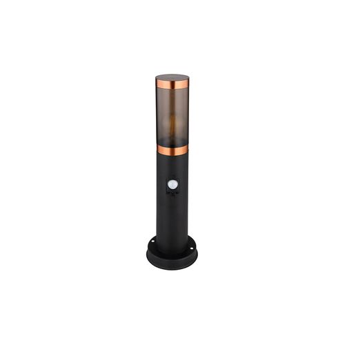 9007371442911 - GLOBO 3158BCS Pollerleuchte BOSTON E27 1x15W IP44 Edelstahl schwarz Kunststoff rauchfarben H45cm Ø127cm mit Sensor