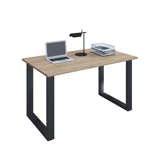 4051814379758 - Holz Schreibtisch H 76 x B 110 x T 80 cm Computertisch schlicht Füße aus hochwertigem Metall Arbeitstisch Büromöbel - Lona U