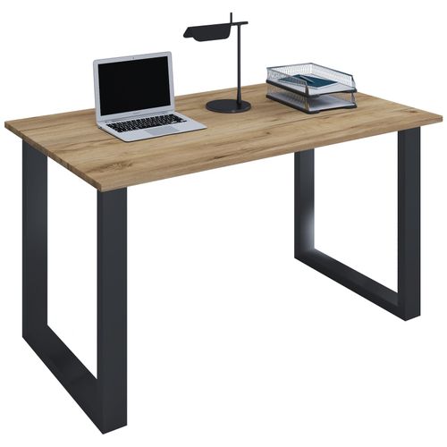 4051814432989 - Holz Schreibtisch H 76 x B 110 x T 80 cm Computertisch schlicht Füße aus hochwertigem Metall Arbeitstisch Büromöbel - Lona U