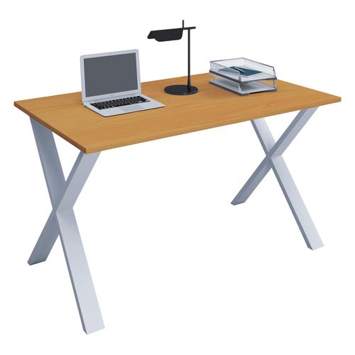 4051814379048 - Holz Schreibtisch H 76 x B 140 x T 50 cm Computertisch schlicht Füße aus hochwertigem Metall Arbeitstisch Büromöbel - Lona X