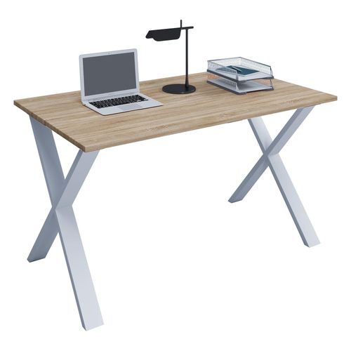 4051814378751 - Holz Schreibtisch H 76 x B 110 x T 50 cm Computertisch schlicht Füße aus hochwertigem Metall Arbeitstisch Büromöbel - Lona U