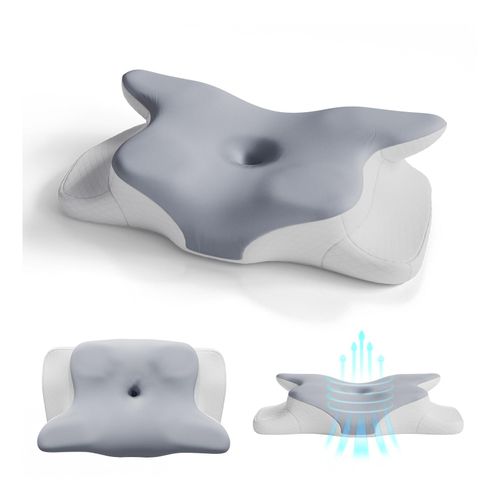4262437185200 - Nackenkissen 1er Set - Ergonomisch & Memory-Foam Anpassungsfähig Atmungsaktiv - weiß grau 4262437185200 - Nackenkissen 1er Set - Ergonomisch & Memory-Foam Anpassungsfähig Atmungsaktiv - weiß grau
