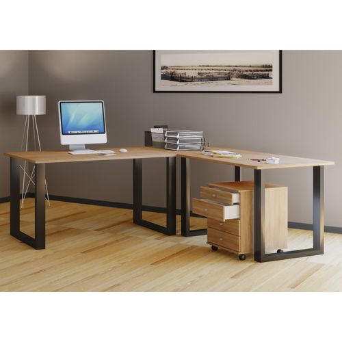 4051814397318 - Holz Schreibtisch Eckschreibtisch schlicht 220x190 L Form links oder rechts Arbeitstisch Platte 80 cm tief Computertisch Büromöbel - Lona U