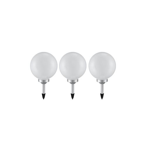 4260348817562 - 3er Set Außen Stecklampe LED Solar Kugelleuchte Gartenlampe Kugel weiß Außenlampe Durchmesser x Höhe 25 x 65 cm Garten Rasen Wiese Blumenbeet