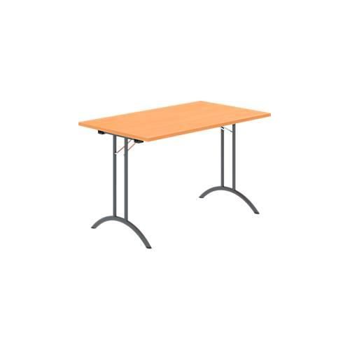 8697837515399 - Select Klapptisch Rechteck Doppel-T-Fußgestell Spezial-Klappbeschlag & Bodenausgleich B 1200 x T 700 x H 720 mm Buche-Dekor anthrazit