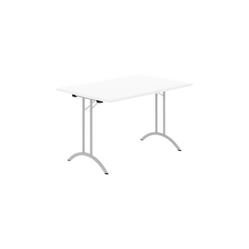 8697837516426 - Select Klapptisch Rechteck Doppel-T-Fußgestell Spezial-Klappbeschlag & Bodenausgleich B 1200 x T 800 x H 720 mm weiß alusilber