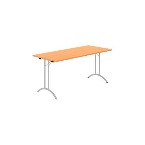 8697837516501 - Select Klapptisch Rechteck Doppel-T-Fußgestell Spezial-Klappbeschlag & Bodenausgleich B 1600 x T 700 x H 720 mm Buche-Dekor alusilber