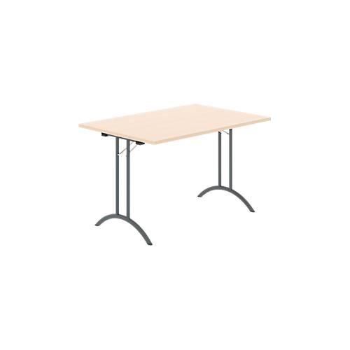 8697837516389 - Select Klapptisch Rechteck Doppel-T-Fußgestell Spezial-Klappbeschlag & Bodenausgleich B 1200 x T 800 x H 720 mm Ahorn-Dekor anthrazit