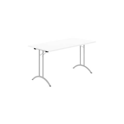 8697837516488 - Select Klapptisch Rechteck Doppel-T-Fußgestell Spezial-Klappbeschlag & Bodenausgleich B 1400 x T 700 x H 720 mm weiß alusilber