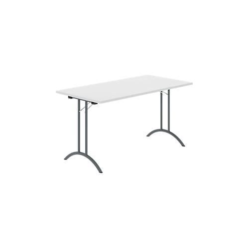 8697837516471 - Select Klapptisch Rechteck Doppel-T-Fußgestell Spezial-Klappbeschlag & Bodenausgleich B 1400 x T 700 x H 720 mm lichtgrau anthrazit