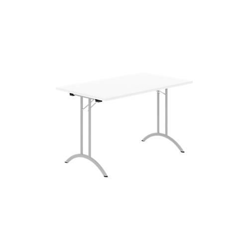 8697837515429 - Select Klapptisch Rechteck Doppel-T-Fußgestell Spezial-Klappbeschlag & Bodenausgleich B 1200 x T 700 x H 720 mm weiß alusilber