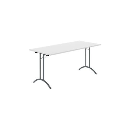 8697837516525 - Select Klapptisch Rechteck Doppel-T-Fußgestell Spezial-Klappbeschlag & Bodenausgleich B 1600 x T 700 x H 720 mm lichtgrau anthrazit