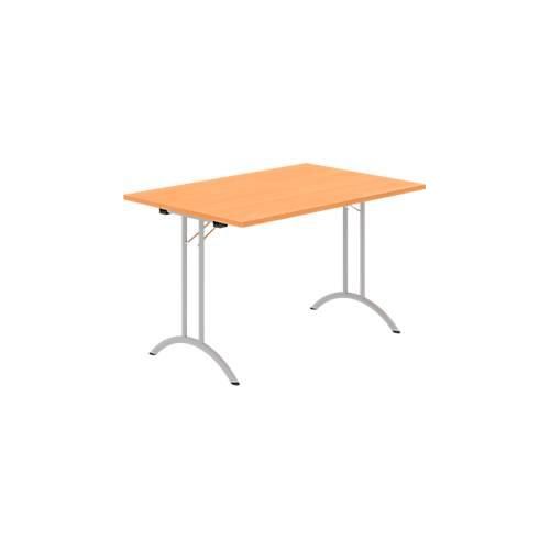 8697837516396 - Select Klapptisch Rechteck Doppel-T-Fußgestell Spezial-Klappbeschlag & Bodenausgleich B 1200 x T 800 x H 720 mm Buche-Dekor alusilber