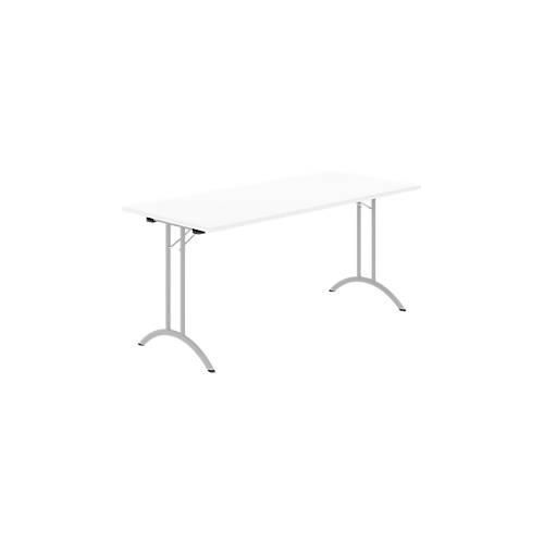 8697837516532 - Select Klapptisch Rechteck Doppel-T-Fußgestell Spezial-Klappbeschlag & Bodenausgleich B 1600 x T 700 x H 720 mm weiß alusilber