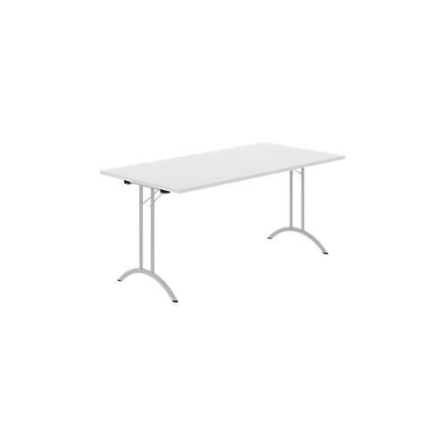 8697837516563 - Select Klapptisch Rechteck Doppel-T-Fußgestell Spezial-Klappbeschlag & Bodenausgleich B 1600 x T 800 x H 720 mm lichtgrau alusilber