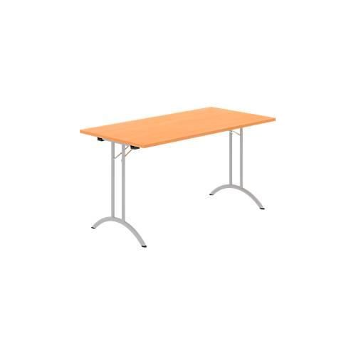8697837516457 - Select Klapptisch Rechteck Doppel-T-Fußgestell Spezial-Klappbeschlag & Bodenausgleich B 1400 x T 700 x H 720 mm Buche-Dekor alusilber