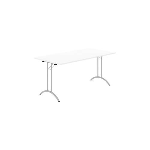 8697837516587 - Select Klapptisch Rechteck Doppel-T-Fußgestell Spezial-Klappbeschlag & Bodenausgleich B 1600 x T 800 x H 720 mm weiß alusilber