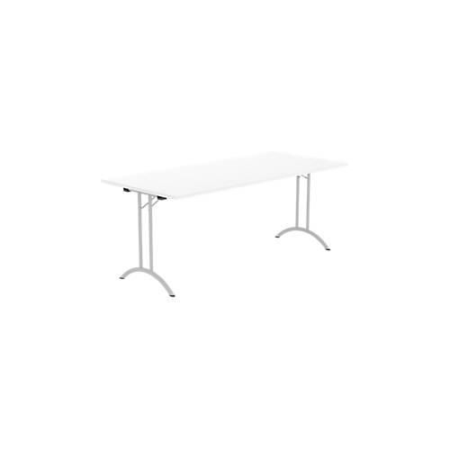 8697837516631 - Select Klapptisch Rechteck Doppel-T-Fußgestell Spezial-Klappbeschlag & Bodenausgleich B 1800 x T 800 x H 720 mm weiß alusilber