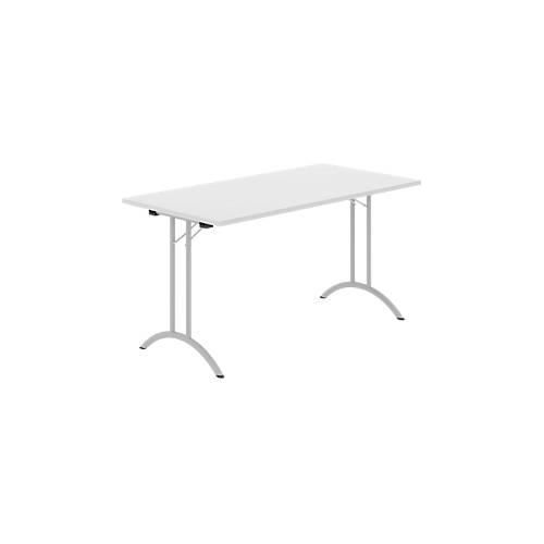 8697837516464 - Select Klapptisch Rechteck Doppel-T-Fußgestell Spezial-Klappbeschlag & Bodenausgleich B 1400 x T 700 x H 720 mm lichtgrau alusilber