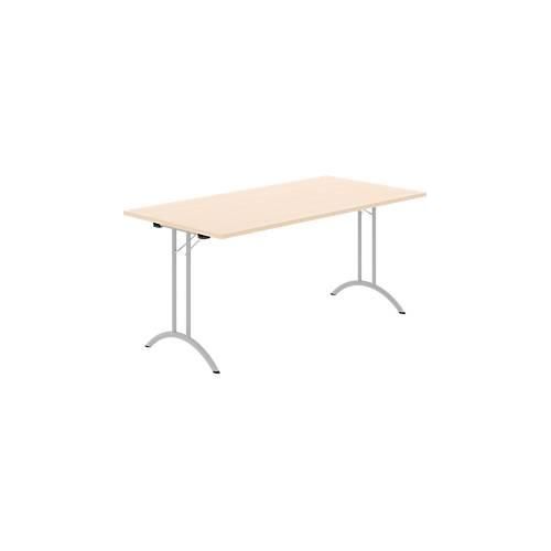 8697837516549 - Select Klapptisch Rechteck Doppel-T-Fußgestell Spezial-Klappbeschlag & Bodenausgleich B 1600 x T 800 x H 720 mm Ahorn-Dekor alusilber