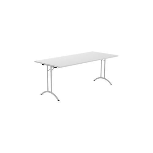 8697837516624 - Select Klapptisch Rechteck Doppel-T-Fußgestell Spezial-Klappbeschlag & Bodenausgleich B 1800 x T 800 x H 720 mm lichtgrau alusilber