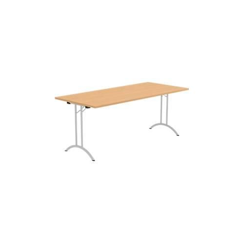8697837516600 - Select Klapptisch Rechteck Doppel-T-Fußgestell Spezial-Klappbeschlag & Bodenausgleich B 1800 x T 800 x H 720 mm Buche-Dekor alusilber