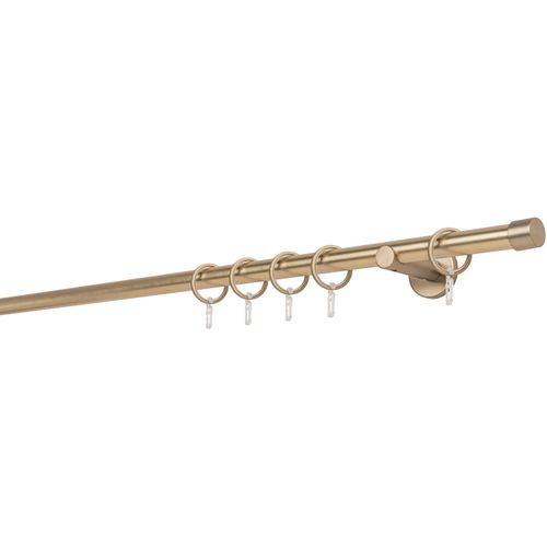 4066866100342 - Gardinenstange MYDECO 20mm Cap Wandträger 65 cm Gardinenstangen Gr L 130 cm 1 läufig grau (messingfarben) Gardinenstangen Wandmontage