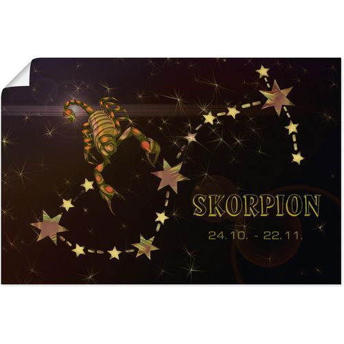 4062144657034 - Wandbild ARTLAND Sternzeichen - Skorpion Bilder Gr B H 30 cm x 20 cm Poster Bilder von Sternzeichen Querformat 1 St goldfarben Kunstdrucke als Alubild Leinwandbild Wandaufkleber oder Poster in versch Größen