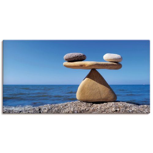 4055327243698 - Wandbild ARTLAND Gleichgewicht - Steine Meer Bilder Gr B H 60 cm x 30 cm Leinwandbild Zen Querformat 1 St blau Bild Metallbild Metallbilder Bilder als Alubild Leinwandbild Wandaufkleber oder Poster in versch Größen