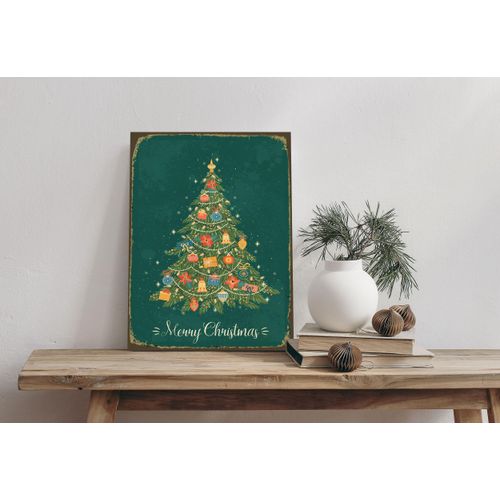 4067437115253 - Alu-Dibond-Druck QUEENCE Weihnachtsbaum grün (farbe bild(er) grün) B20cm H30cm T02cm Alu Dibond Bilder Merry Christmas Grün Schild