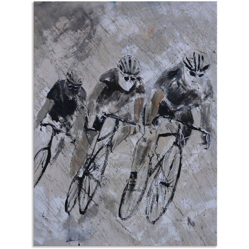 4058661029416 - Wandbild ARTLAND Fahrrad fahren im Regen Bilder Gr B H 45 cm x 60 cm Alu-Dibond-Druck Fahrräder Hochformat 1 St grau Bild Leinwandbild Kunstdrucke Bilder als Alubild Leinwandbild Wandaufkleber oder Poster in versch Größen