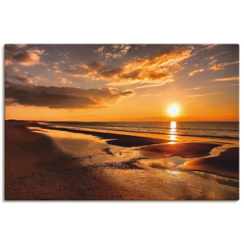 4059745866699 - Wandbild ARTLAND Sonnenuntergang am Mittelmeer Bilder Gr B H 90 cm x 60 cm Leinwandbild Strand Querformat 1 St orange Bild Poster Bilder als Alubild Leinwandbild Wandaufkleber oder in versch Größen