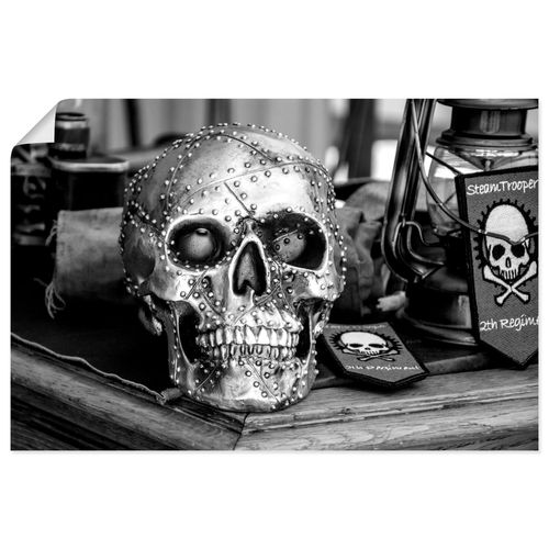 4062144333129 - Wandbild ARTLAND Totenkopf Bilder Gr B H 90 cm x 60 cm Poster klassische Fantasie Querformat 1 St silberfarben Bild Poster Bilder als Leinwandbild Wandaufkleber oder in versch Größen