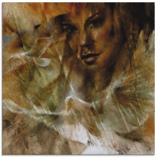 4059745601504 - Glasbild ARTLAND Taube Möwe und Jana Bilder Gr B H 50 cm x 50 cm Glasbild klassische Fantasie quadratisch 1 St braun Bild Glasbild Glasbilder Bilder in verschiedenen Größen