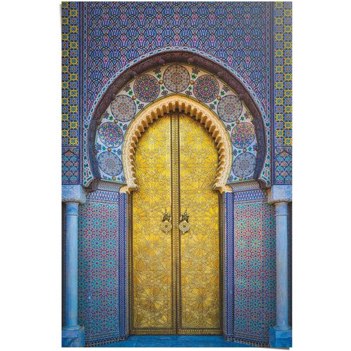 8714597587449 - Poster REINDERS Goldene Tür Orientalisch - Stilvoll - Farbenfroh - Köningspalast Fez blau (farbe bild(er) blau) B61cm H915cm Papier Bilder