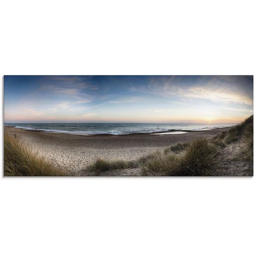 4059745439954 - Glasbild ARTLAND Strand und Sanddünen am Hengistbury Head Bilder Gr B H 125 cm x 50 cm Glasbild Küste 1 St blau Glasbilder in verschiedenen Größen